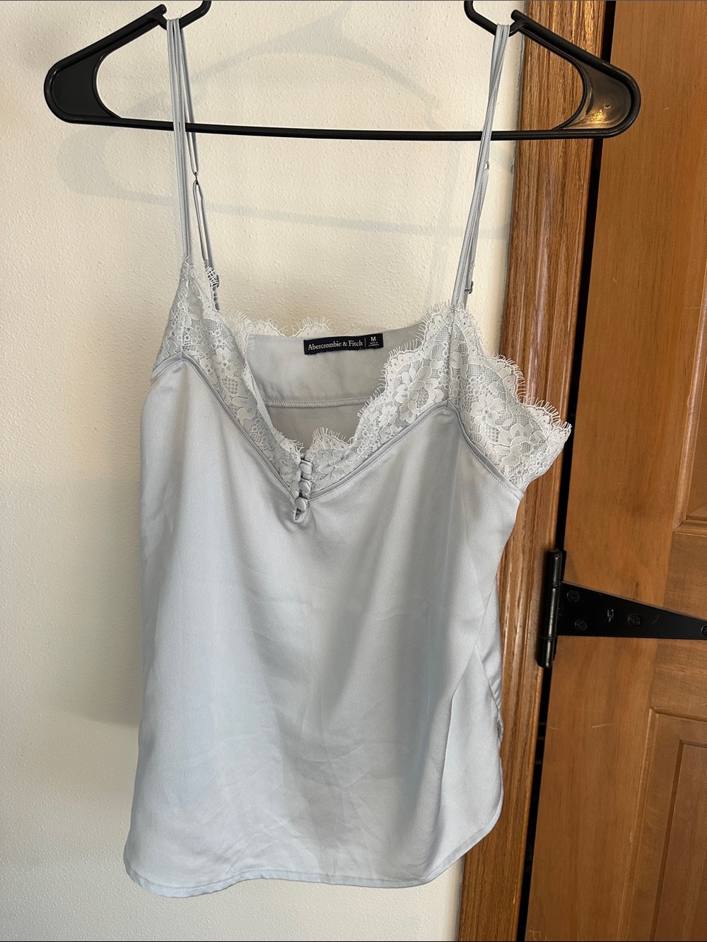 Abercrombie & Fitch Pale Gray Lace-Trim Silk Camisole